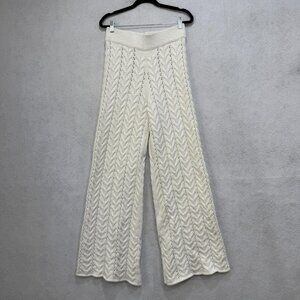 Sabo Pants Womens Medium White Knit Wide Leg Crochet Sweater AUS 10 USA 6 Boho